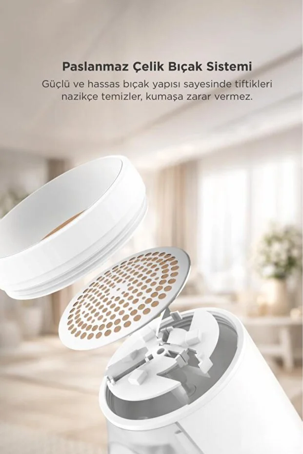 Şarjlı Tüy ve Tiftik Temizleme Makinesi Extra Bıçaklı 708 Beyaz